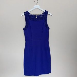 Darling blue pencil dress with lace detail